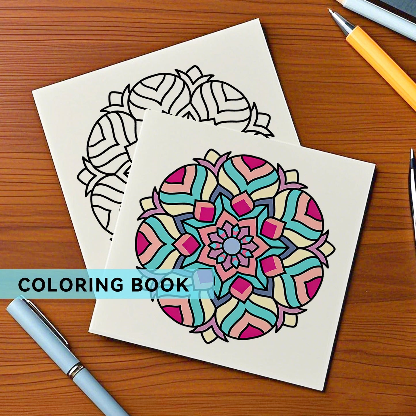 BOLD & EASY MANDALA Art Coloring Book Flowers 24 Page Gift For Birthday Party Relieve Stress Kill Time Graffiti Painting Drawing