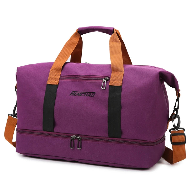 Casual outdoor travel handbag,women's fitness yoga bag,weekend overnight bag, large capacity dry and wet separation travel bag.