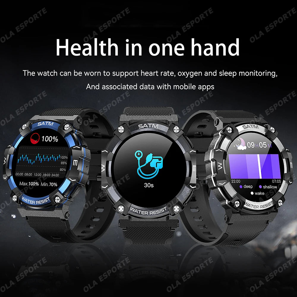 New Outdoor Military Smartwatch For Men Health Monitor Bluetooth Call Voice Assistant GPS Sports Waterproof Men Smartwatch 2024
