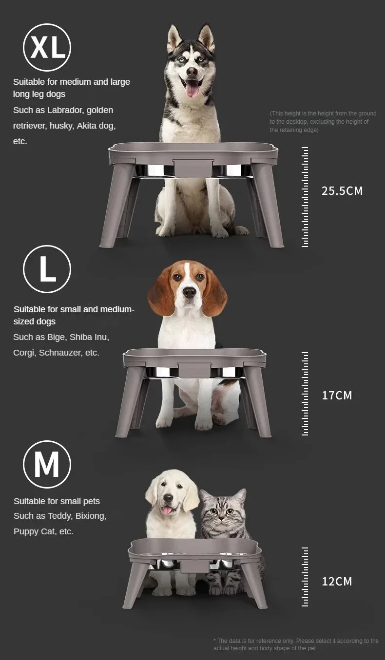 Pet food bowl with stand raised feeder dog bowl spill proof dog water bowl suitable for small, medium and large dogs and pets