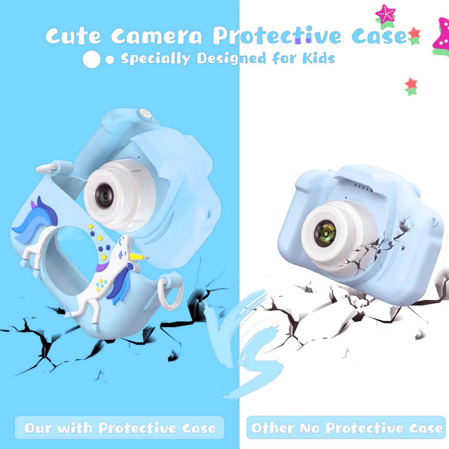 INOCTI Kid's Camera Toddle Selfie Camera Unicorn Series Digital Toy With 32GB Gift Toys Christmas Birthday Gifts