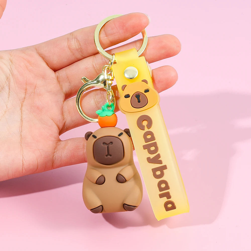 Cartoon Capybara keychain, creative toy keychain bag, fashionable car keychain, exquisite couple backpack pendant