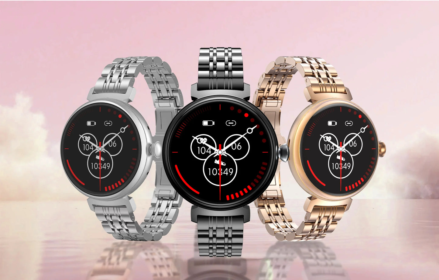Rainbuvvy DM70 Steel Smart Watch AMLED Women Beautiful Wristwatch Supports IP68 BT Calling Sports Watch