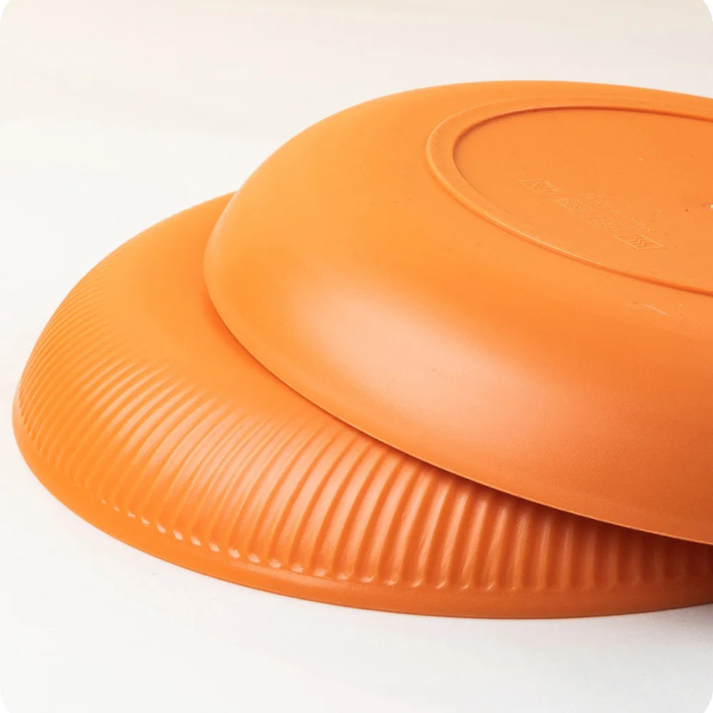 23cm Round Salad Dessert Dinner Plate Stackable Unbreakable Reusable 4Pcs Wheat Straw Dish Microwave Safe Fruit Plate for Dining