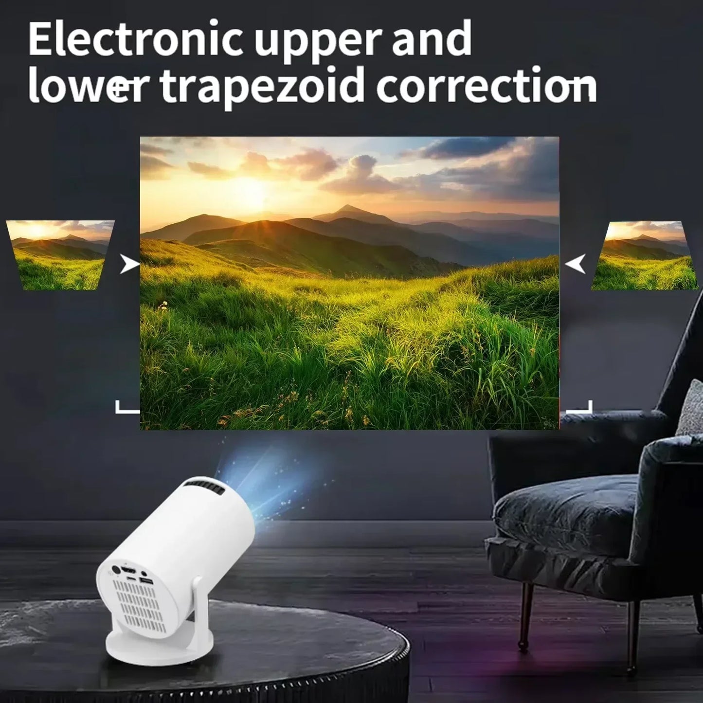 HY200 1080P Portable Projector, 270° Adjustable for Home Theater, Supports Smartphone/Tablet/PC Connection