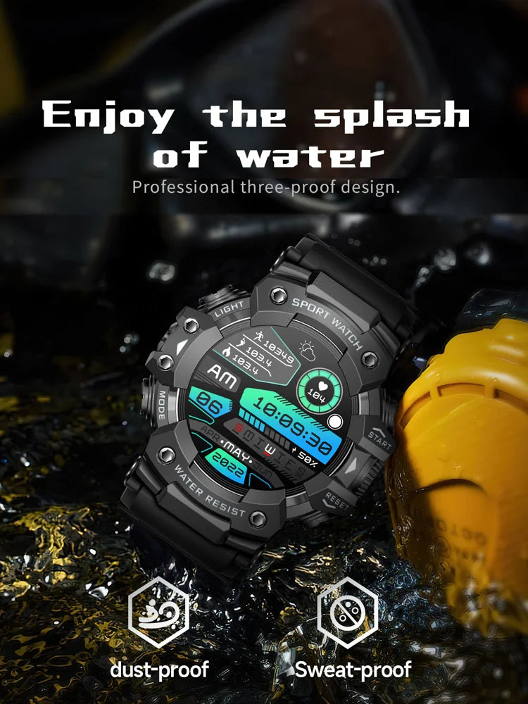 2025New Outdoor Fitness Activities Smart Watch Men Hiking Pedometer Compass LED Flashlight IP68 Waterproof Call Smartwatch