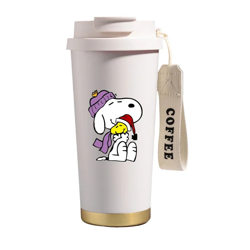 500ml Snoopys Stainless Steel Insulated Water Bottle Anime Kawaii Portable Travel Outdoor Car Tea Coffee Mug Cold Thermos Cup