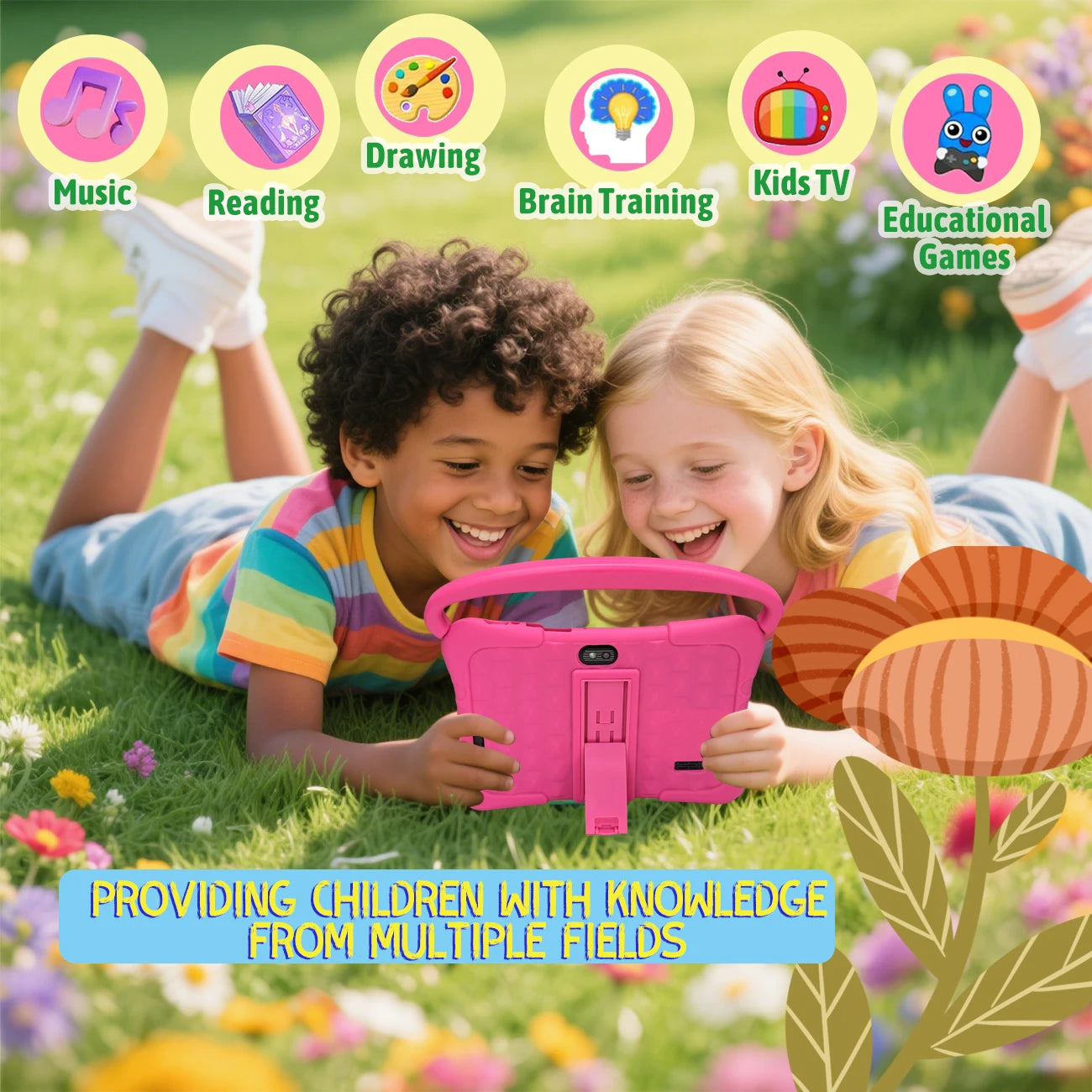 Kids Tablet 7 Inch, Android 12 Quad Core, 2GB RAM+32GB ROM, 3000mAh, Dual Camera, WiFi, Parental Contro