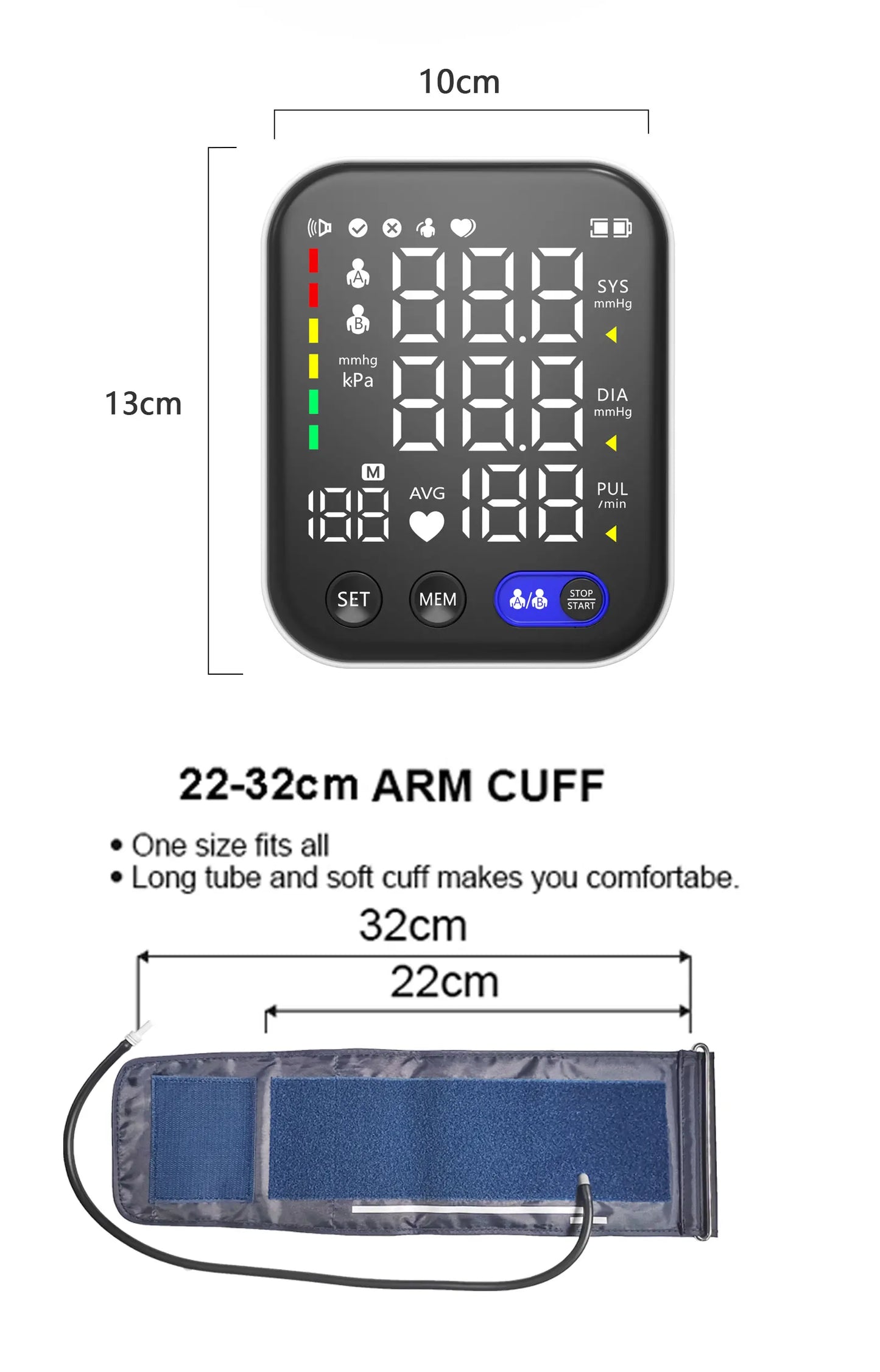 Medical Blood Pressure Monitor High Accurate Arm Cuff Tonometer Digital Sphygmomanometer Electronic Bp Monitors