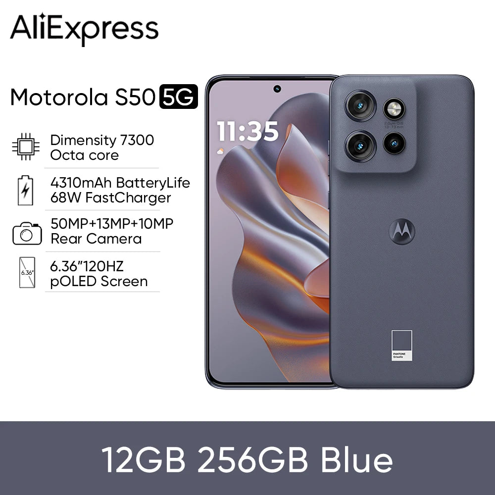 Unlocked Motorola Moto S50 Dimensity 7300 5G Smartphone 6.36'' 120Hz P-OLED Display 4310mAh 68W SuperVOOC 50MP Camera NFC OTA