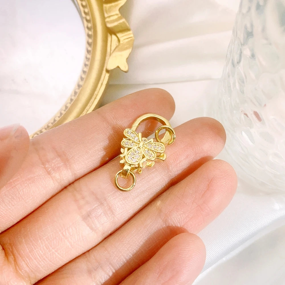 Juya 18K Real Gold Plated Accessories DIY Needlework Beads Pearls Jewelry Making Fastener Closures Lobster Lock Clasps Supplies