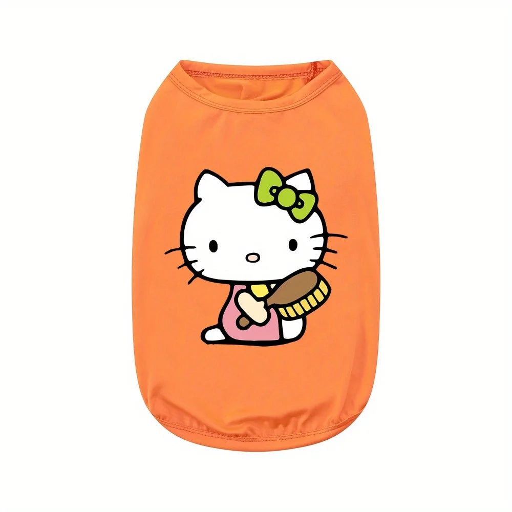 Sanrio Fashion Printed Pet T-shirt Made of Fiber Material Suitable for Indoor and Outdoor Leisure Sunscreen Cat and Dog Clothing