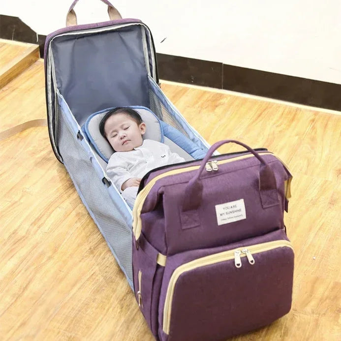 Folding Mommy Bag Multipurpose Portable Folding Crib Bed Large-capacity Baby Backpack Female Mommy Outting Bag Diaper Bags
