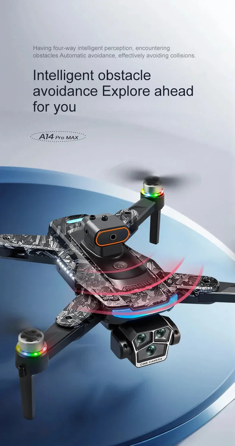 Drone A14ProMax GPS 4KHD Camera LCD Touch Screen Remote Control Quadcopter 360 ° Obstacle Avoidance Brushless RC Drone Toys