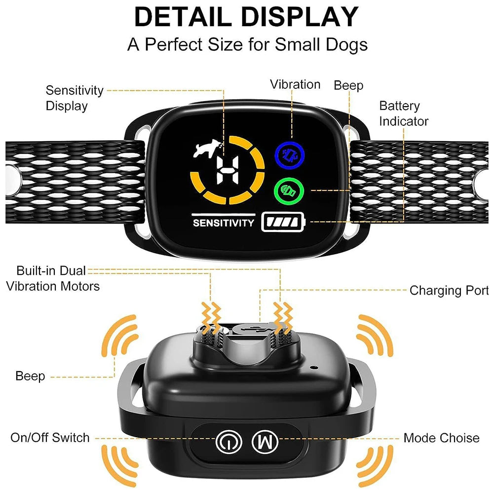 Smart Bark Collar Rechargeable Anti Barking Training Collar Waterproof Dog Training Collar for Small Dogs