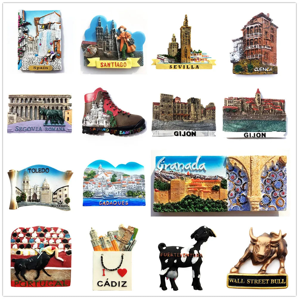 Europe Spain 3D Refrigerator Magnet Tourist Souvenirs Stickers,Home & Kitchen Decoration Fridge Magnet Message Sticker