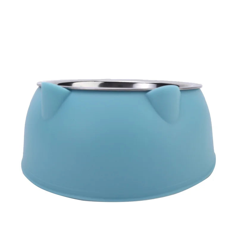 Cat Bowl Lovely Creative Inclined Kitten Puppy Food Feeding Bowls Stainless Steel Cats Drinking Feeder Pet Dogs Cats Feeders