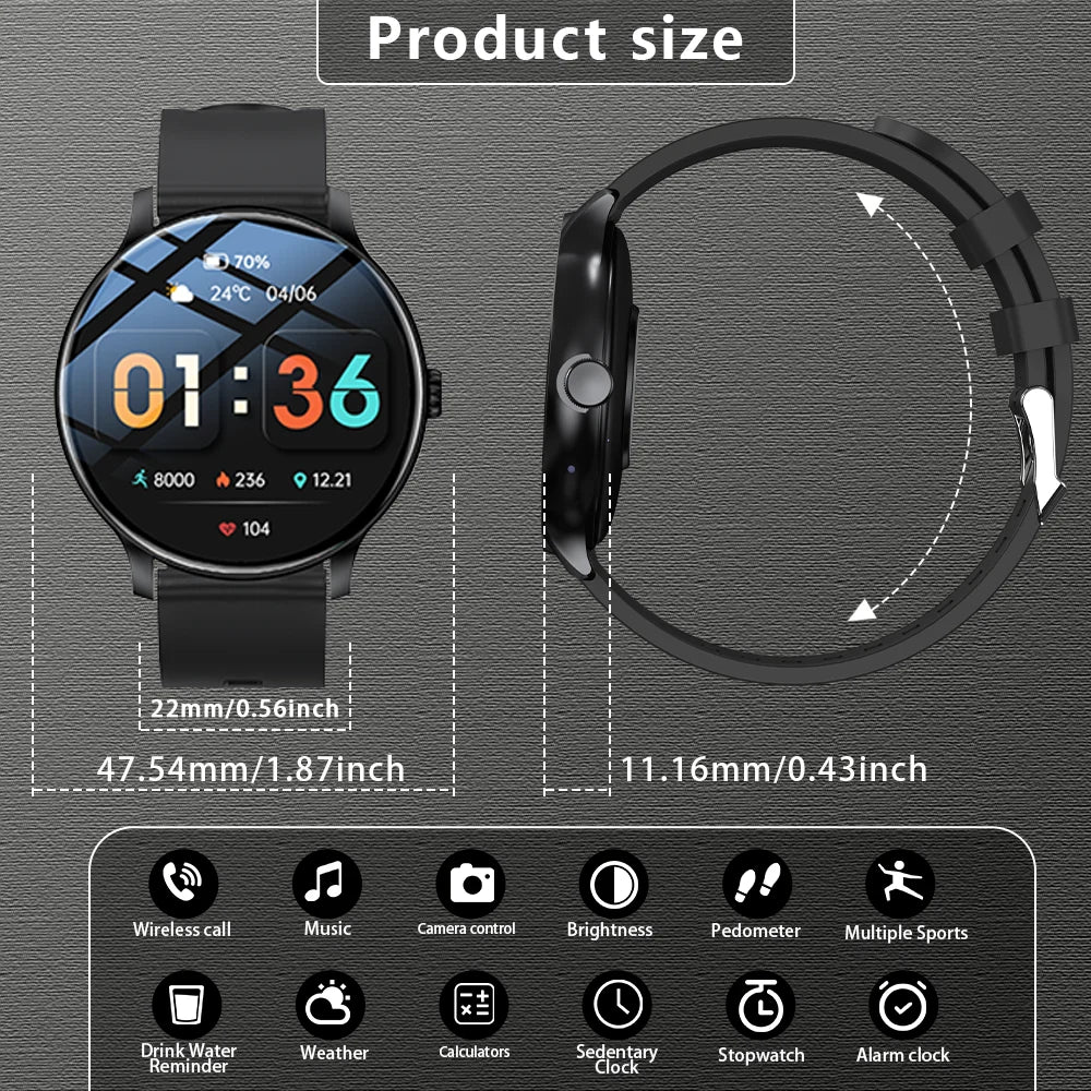 KESHUYOU New Smart Watch Women's Men's Full Touch Screen Bluetooth Talk Sports Fitness Tracker Heart Rate Monitor Smart Watch
