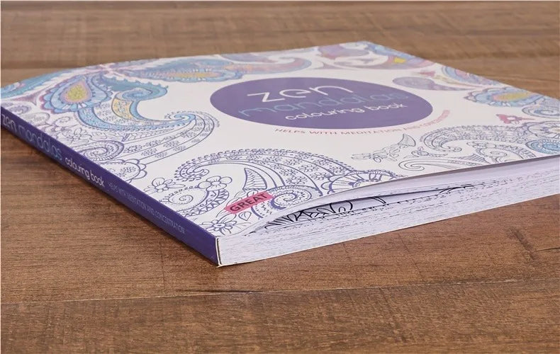 Mandalas Stress Relief Coloring Book English Edition, 128 pages thick 160g white cardboard, packaged in adult art mixed pattern