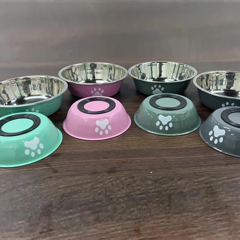 Dog bowl new pet bowl large capacity dog food bowl stainless steel anti-overturning household dog bowl pet supplies