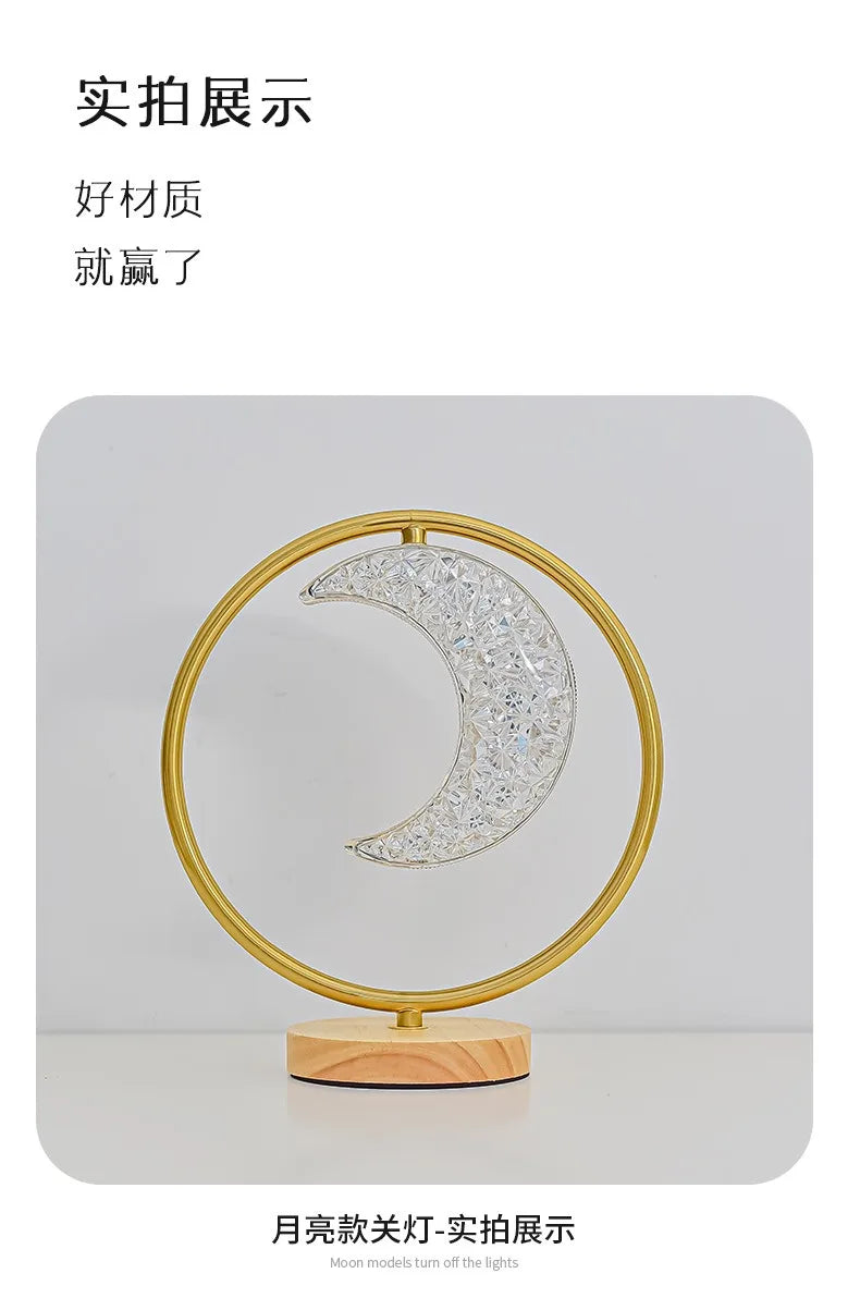 Moon Star Mini Bedside Living Room Desk Pendant Decorative Ins Hot 3 Color Warm White Light Lamp