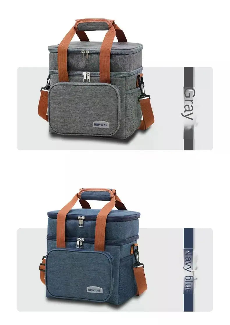 Portable Thermal Lunch Bag Picnic Food Cooler Bags Insulated Case Durable Waterproof Office Lunchbag Shoulder Strap Cooling Box