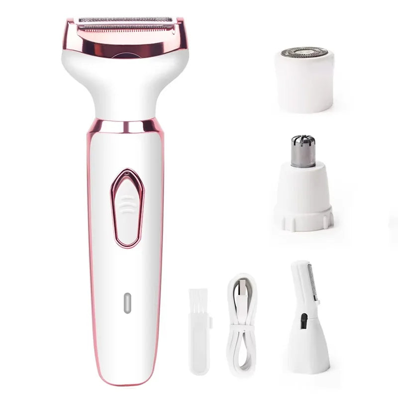 4in1 Electric Epilator Lady Shaver Body Arm Leg Hair Removal Device Painless Cordless Eyebrow Trimmer Women Razor USB Charging