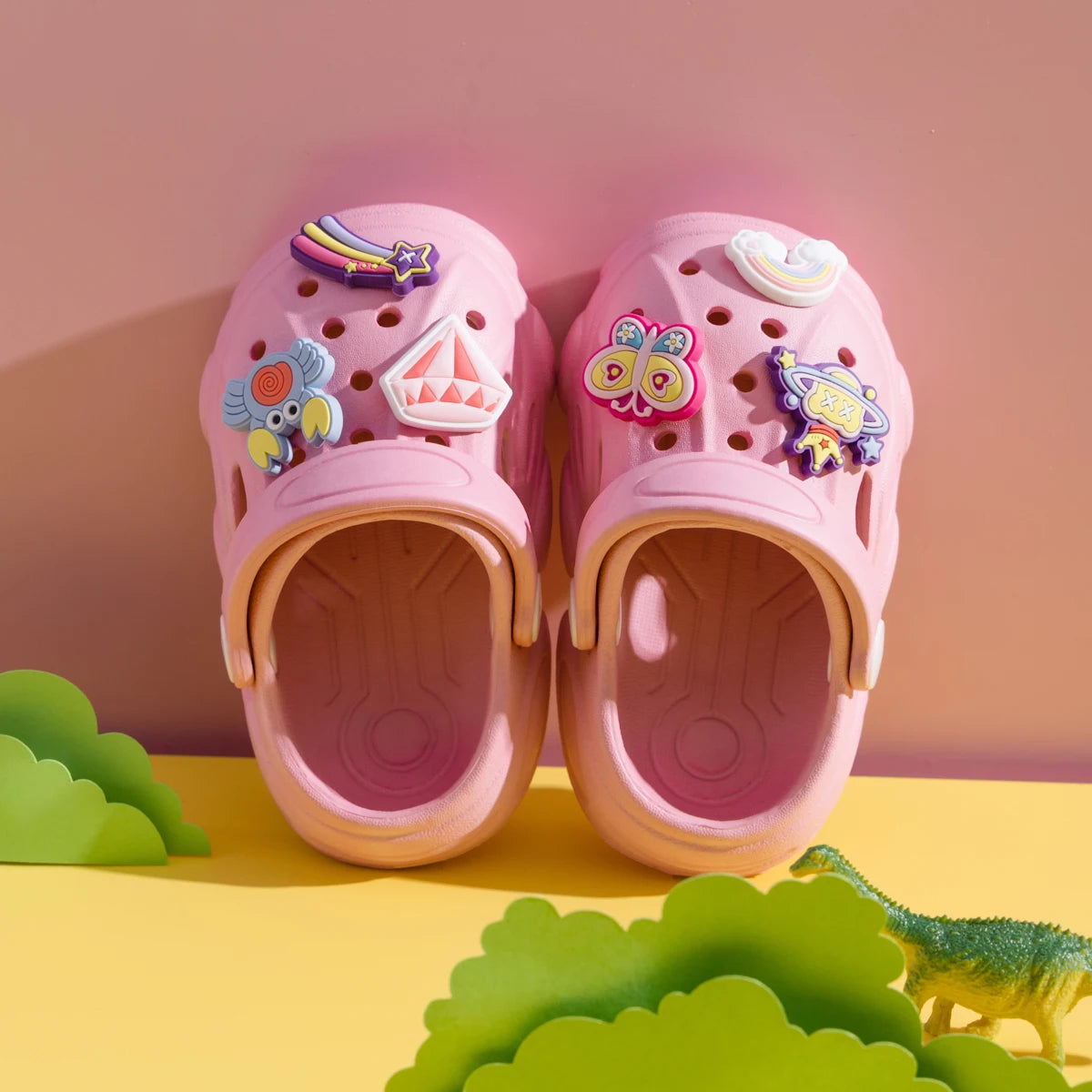 New Solid Color Summer Breathable Garden Shoes Baby Sandals Cute Decoration Boys Girls Lightweight Anti-slip Casual Shoes