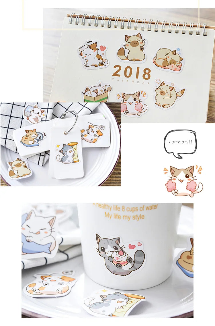 45 Pcs/Box My Naughty Cats Kawaii Mini Paper Sticker Diy Diary Album Scrapbooking Decoration School Supplies Stationery Stickers