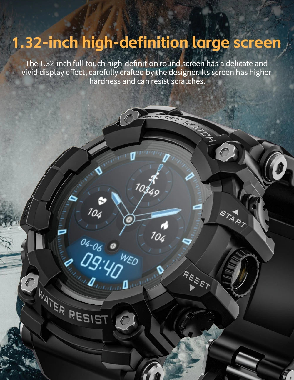 LOKMAT ATTACK-GT Upgrade Sport Smart Watch Waterproof Bluetooth Calls Rugged Smartwatches Flashlight Fitness Tracker for Phone