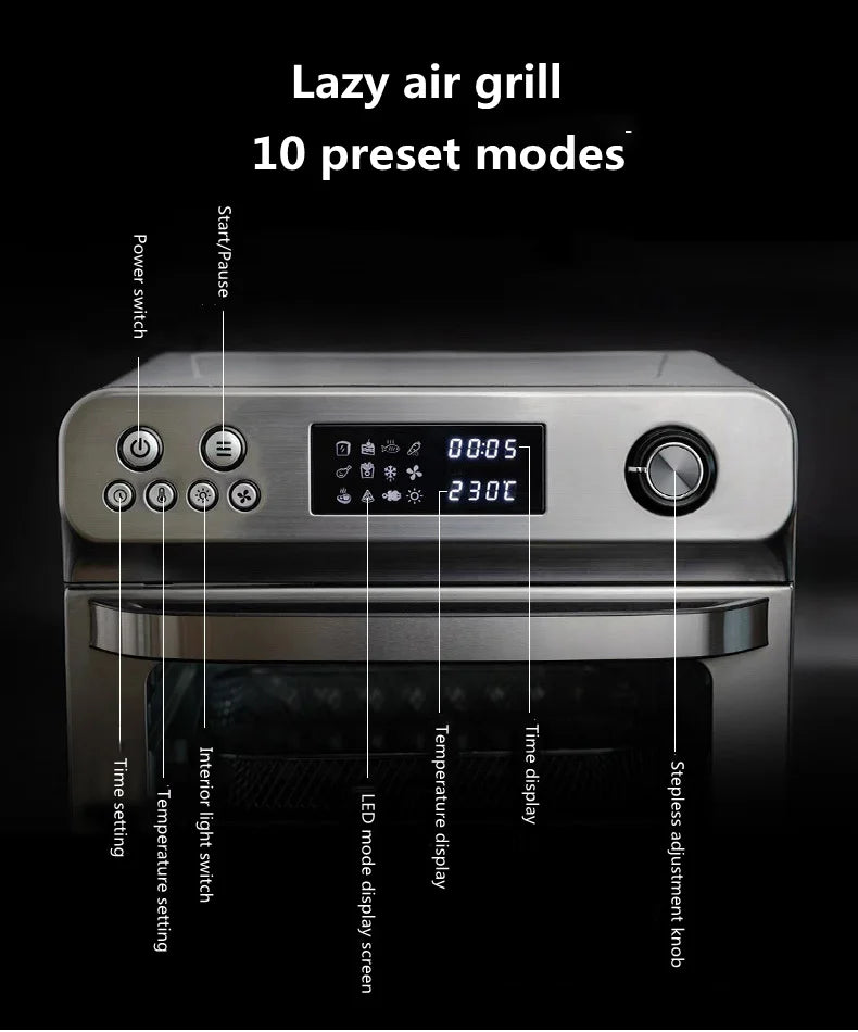 Intelligent automatic household visual stainless steel electric fryer oven