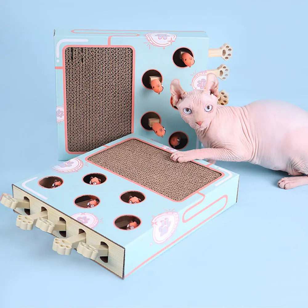 Cat Toy Whack-a-Mole Cat Scratching Board Toy Grinding Claw Rest Play Funny Cat Interactive Multifunctional Cat Supplies