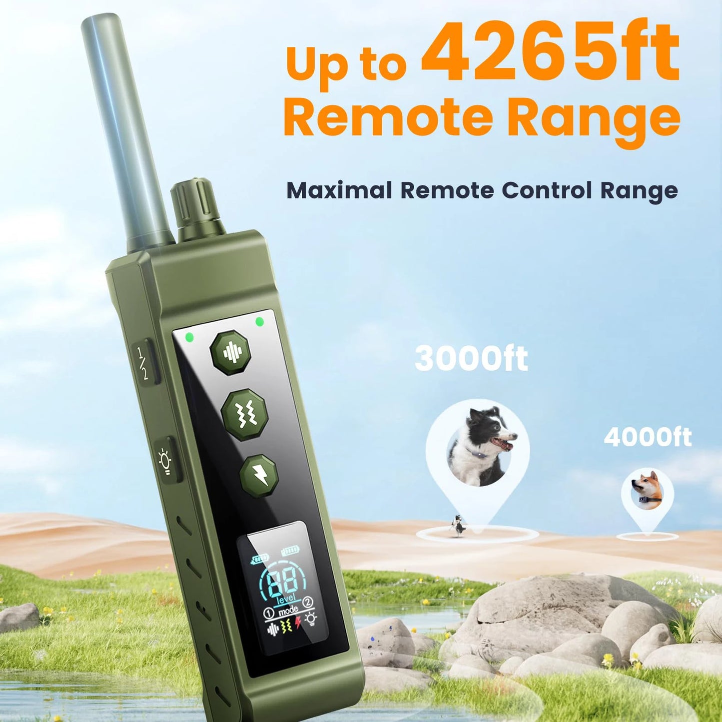 3280Ft Electric Dog Training Collar Remote Control Waterproof Pet BehaviorFor 5-120lbs Puppy With Vibration Shock