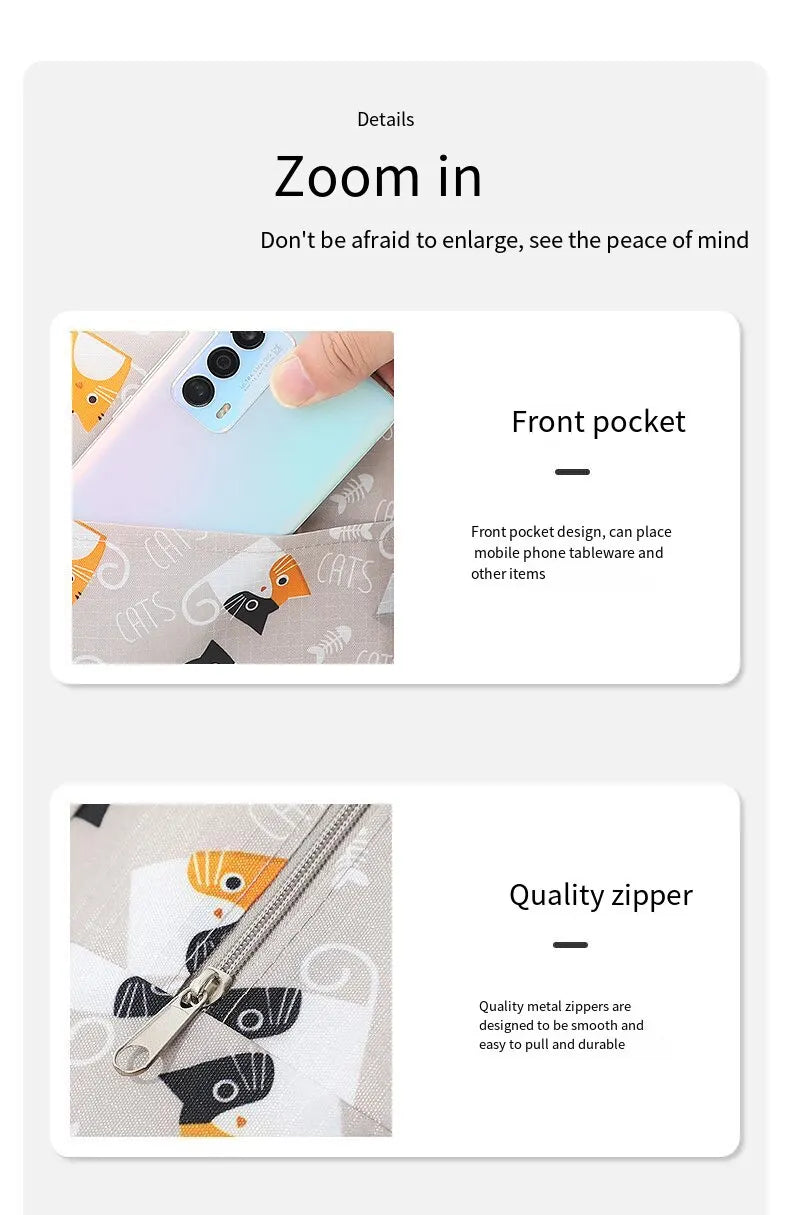 Cartoon Lunch Bag Portable Insulated Thermal Heat Children's Bento Bag Picnic Tote Kid School Lunch Box Bags Cooler Ice Pack New