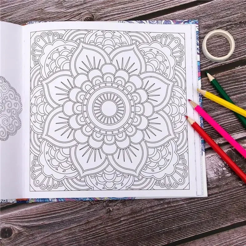 Mandala Painting Adult Stress Reduction Therapy Psychological Decompression Coloring Book Graffiti Painting Hardcover Art Book