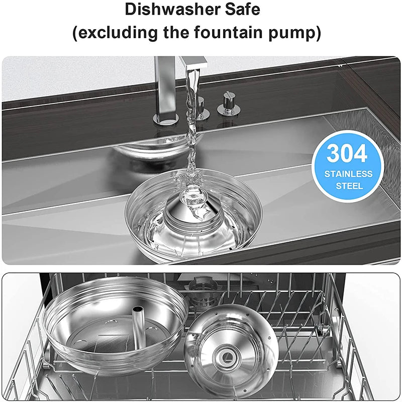 Petavista Dog Water Fountain Stainless Steel Pet Drinking Fountain for Cats Dogs 2L Ultra-Quiet Automatic Fountain Dog Drinker