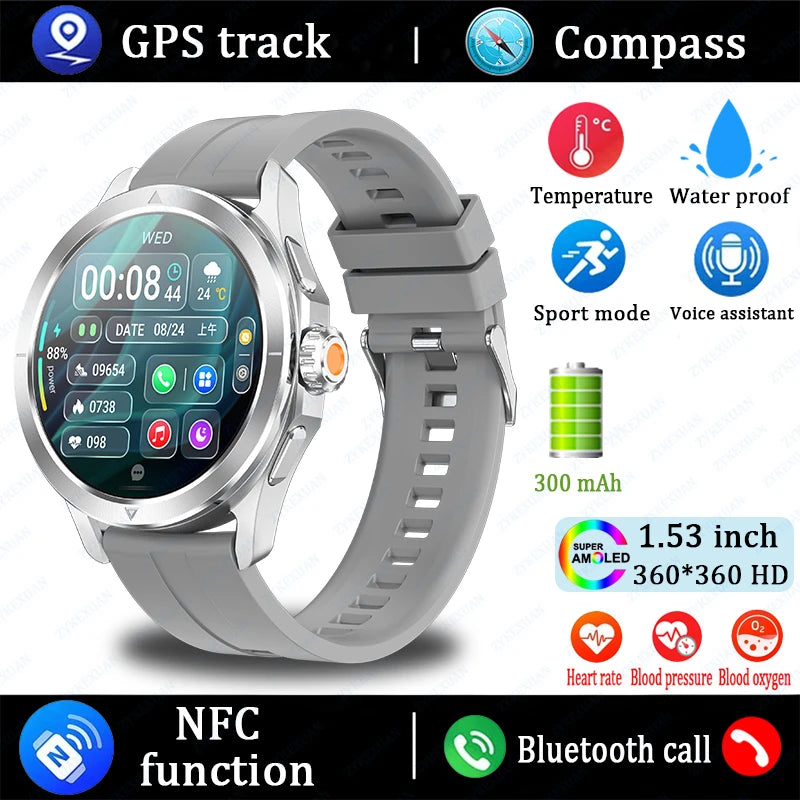 2025 New For Xiaomi S4 Ultra Smart Watch Men AMOLED Outdoor Sport NFC GPS Track Heart Rate Waterproof Bluetooth Call Smartwatch