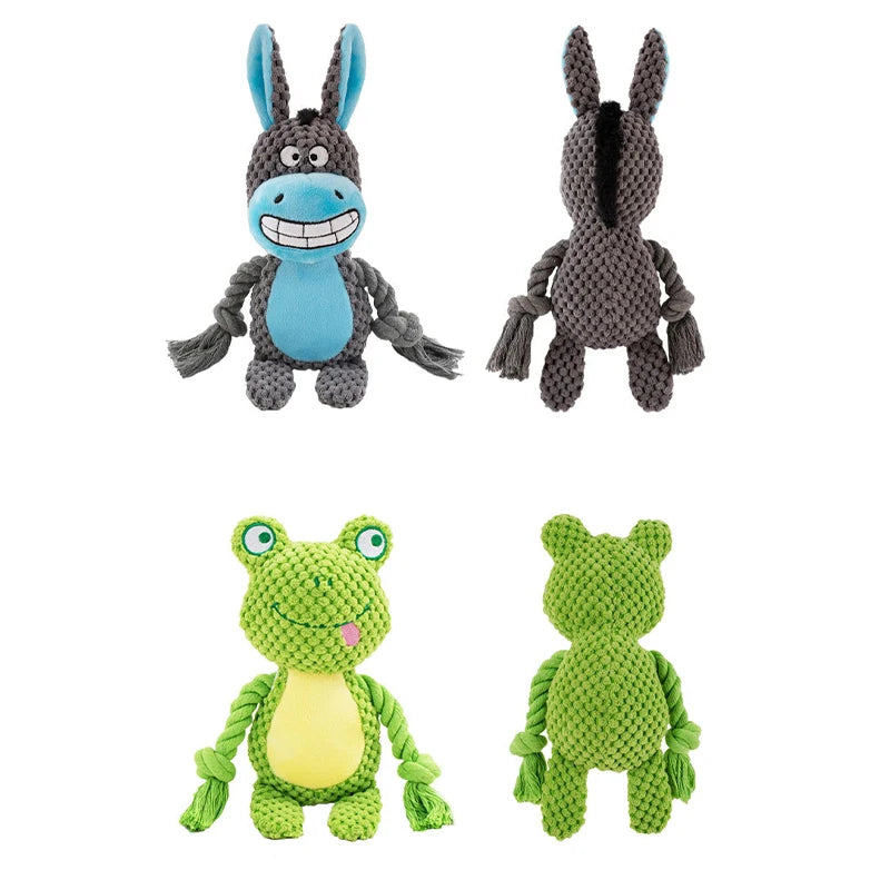 Stuffed Raw Small Dog Plush Interactive Toy Indestructible Bite Resistant Sound Puppy Squeaky Dogs Rattle For Pet Toys Supplies