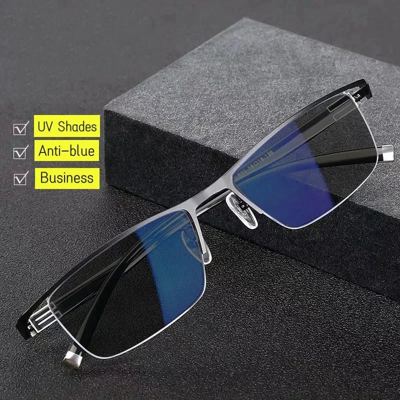 Ultra Light Outdoor Driving Protection Glasses Half Frame Myopia Glasses Business Color-changing Male Female Near Sight Glasses