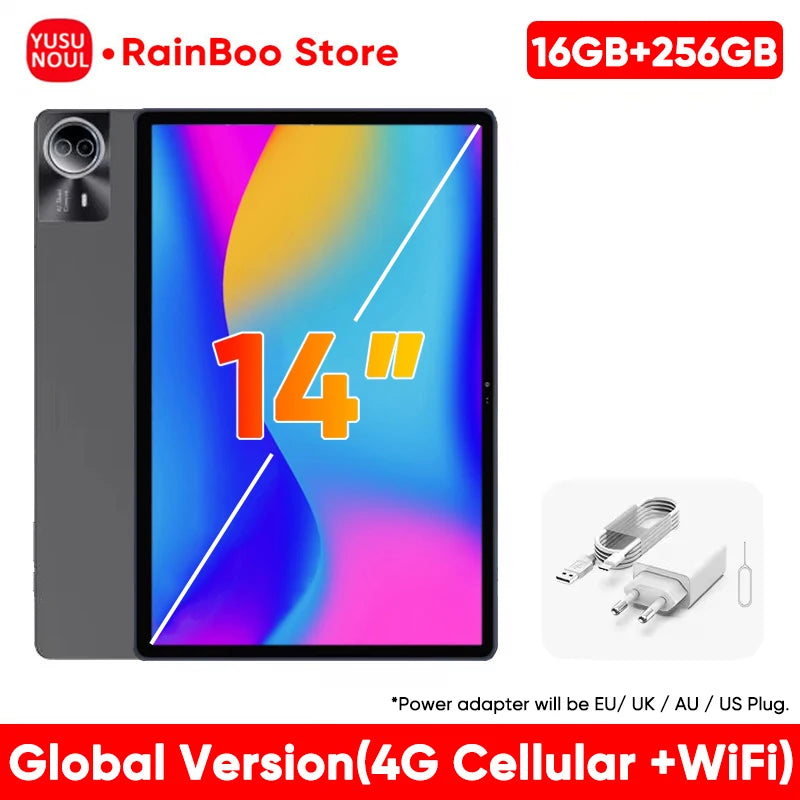 2025 New Flagship Global Firmware 14 Inch Android 14 Tablet 5G WiFi 2K Display FHD Screen 16GB 512GB Планшет GPS Pads Laptop