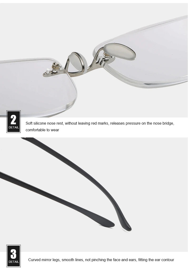 Men's Anti Blue Light Blocking Reading Glasses Cut Frameless Metal HD Lens Eyewear Women Prescription Presbyopic Glasses +400