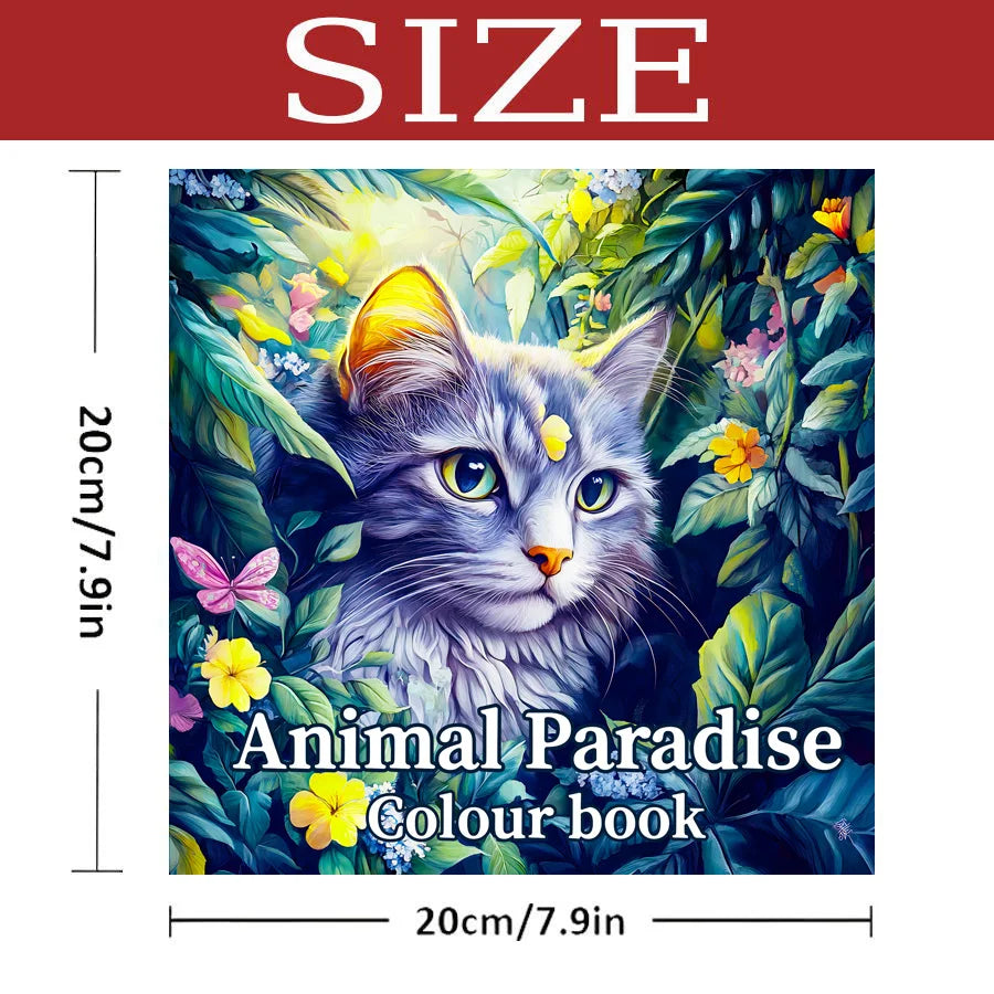 Animal Paradise Coloring Book for Adults - Therapeutic Art Therapy Featuring Cute Cats and Floral Designs