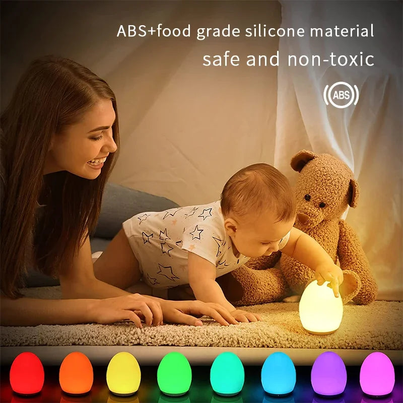 7 Color Changing Night Light RGB Remote Control Touch Dimmable Lamp Portable Table Bedside Lamps USB Rechargeable Night Lamp