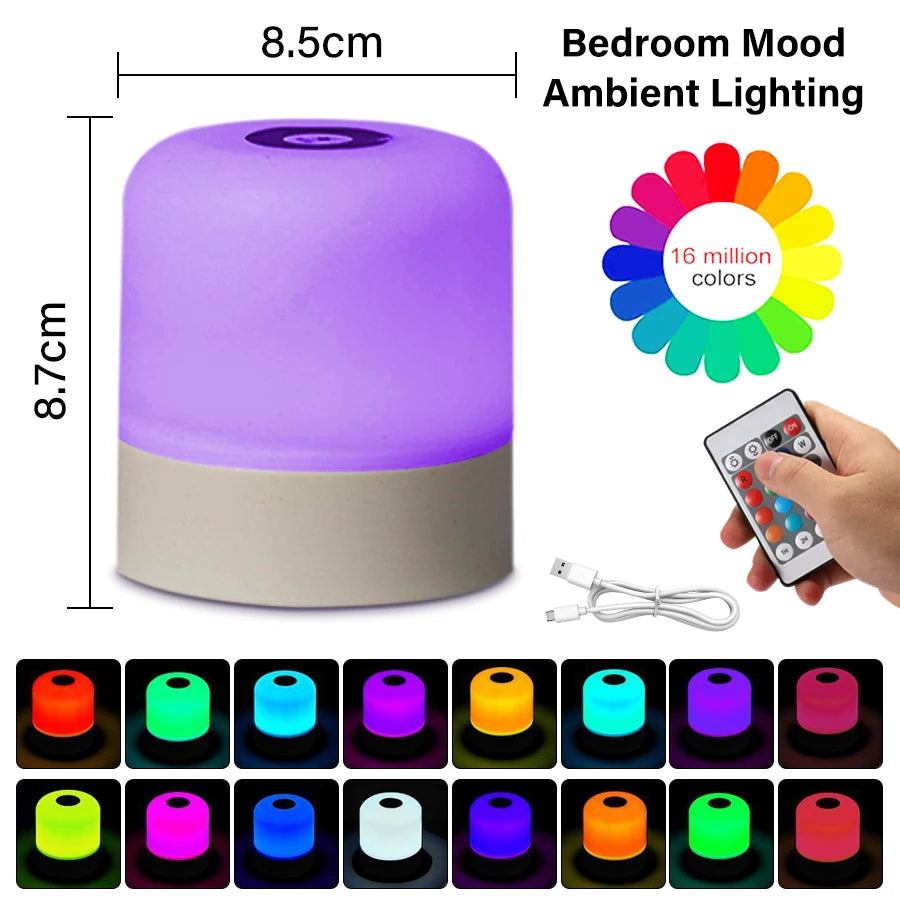 Touch LED Night Light USB Table Lamps Rechargeable Dimmable Bedside Light for Bedroom Decor Home Christmas Gift Child Night Lamp