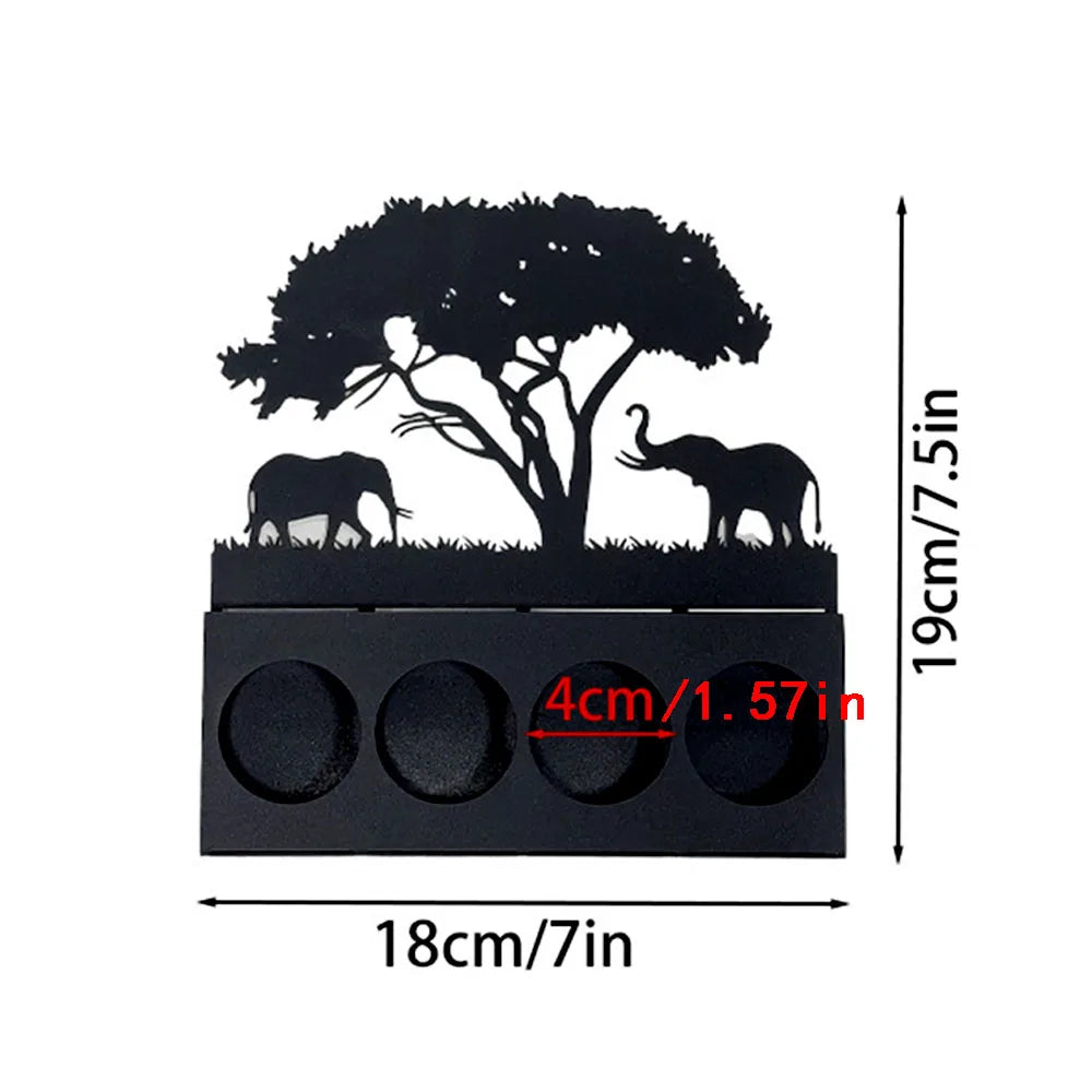 3D Animals Candle Container Silhouette Metal Iron Candlestick Holder Deer Elephant Giraffe Home Desktop Decor DIY Props Gift Kit