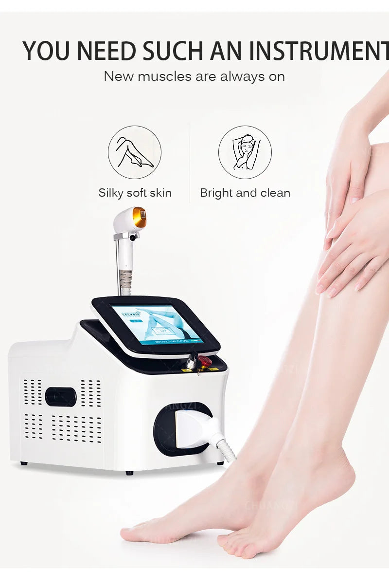 Diode Laser Hair Removal Machine Depiladora Laser 808NM 755NM 1064NM Tender Skin Safe Painless Permanent Depilation High Power