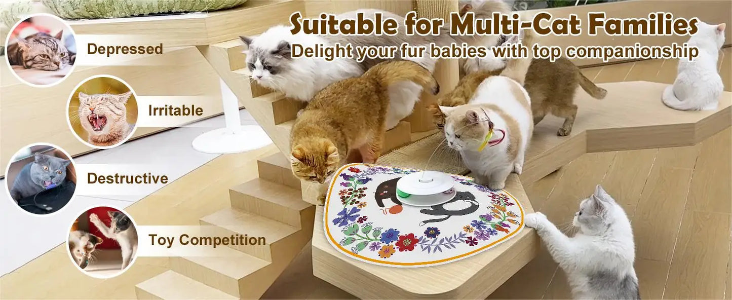 Cat Toys Rechargeable, 4 in 1 Hide and Seek Kitten Wand Toy, Automatic InteractiveToy for, Fluttering Butterfly, Chasing Feather