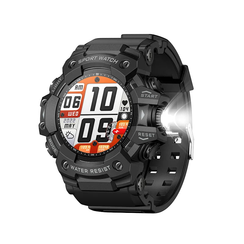 2025New Outdoor Fitness Activities Smart Watch Men Hiking Pedometer Compass LED Flashlight IP68 Waterproof Call Smartwatch