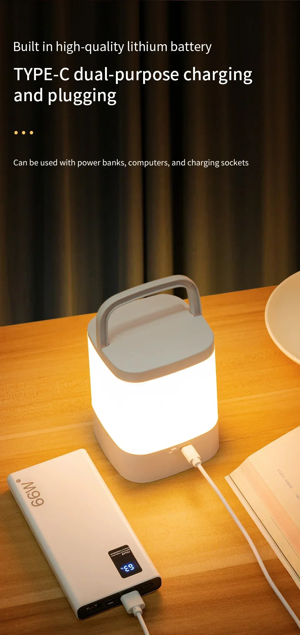 Touch Dimmable LED Night Lamp with Remote Clock Time Display or not Eye Protection Reading Lamp Bedside Night Light Rechargeable