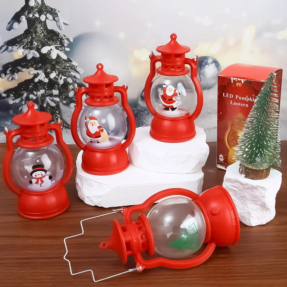 Christmas Night Light with Battery Santa Claus Christmas Tree Portable Lantern LED White Red Lamps Home Xmas Decoration Supplies